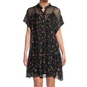 Black floral mini dress